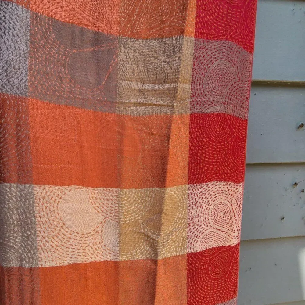 Color Block Pashmina Red, Gold, Taupe, Rust